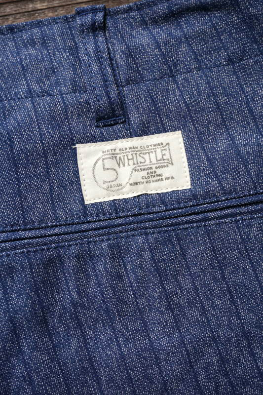 5 WHISTLE CHAMBRAY STRIPE PANTS BLUE