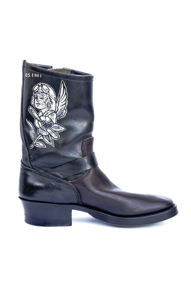 CLINCH BRASS Shoe Co. 10thAnniversary　Re-build Engineer boots Hand paint by Nuts art works