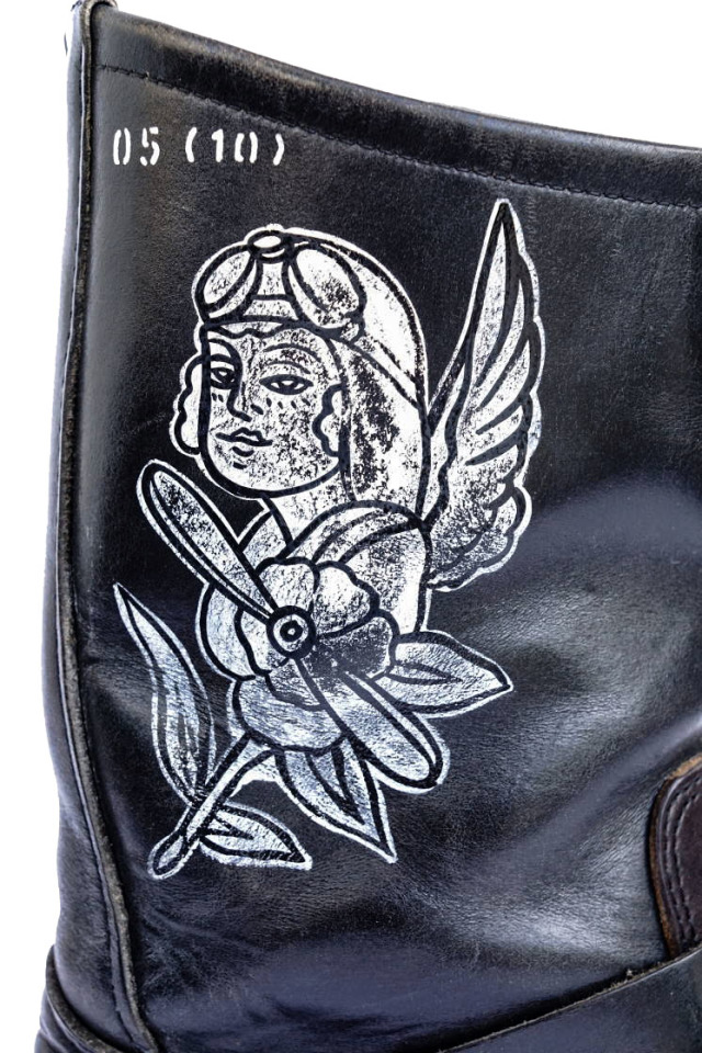 CLINCH BRASS Shoe Co. 10thAnniversary　Re-build Engineer boots Hand paint by Nuts art works