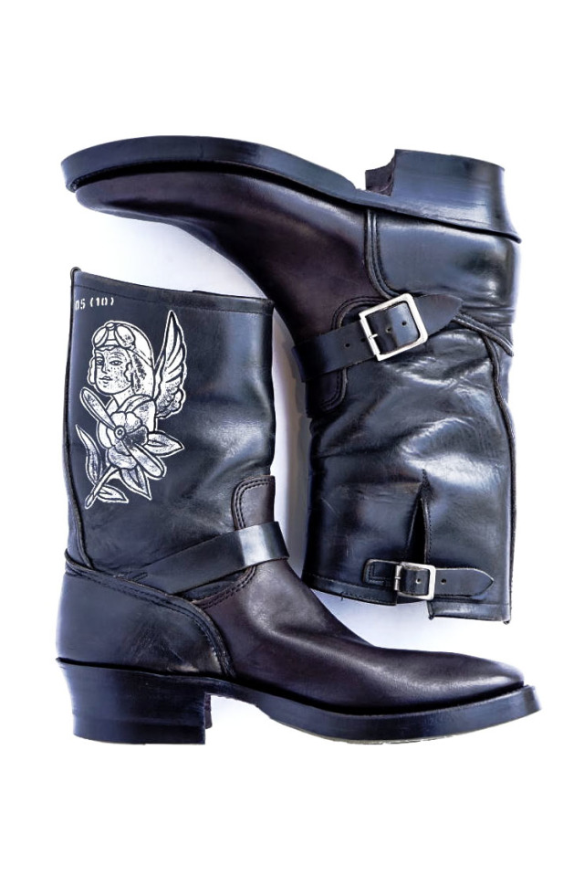 CLINCH BRASS Shoe Co. 10thAnniversary　Re-build Engineer boots Hand paint by Nuts art works