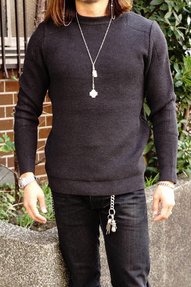 ADDICT CLOTHES JAPAN ACVM PADDED WAFFLE COTTON KNIT BLACK
