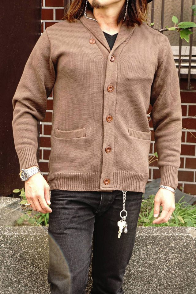 ADDICT CLOTHES JAPAN ACVM COTTON SHAWL COLLAR KNIT WALNUT