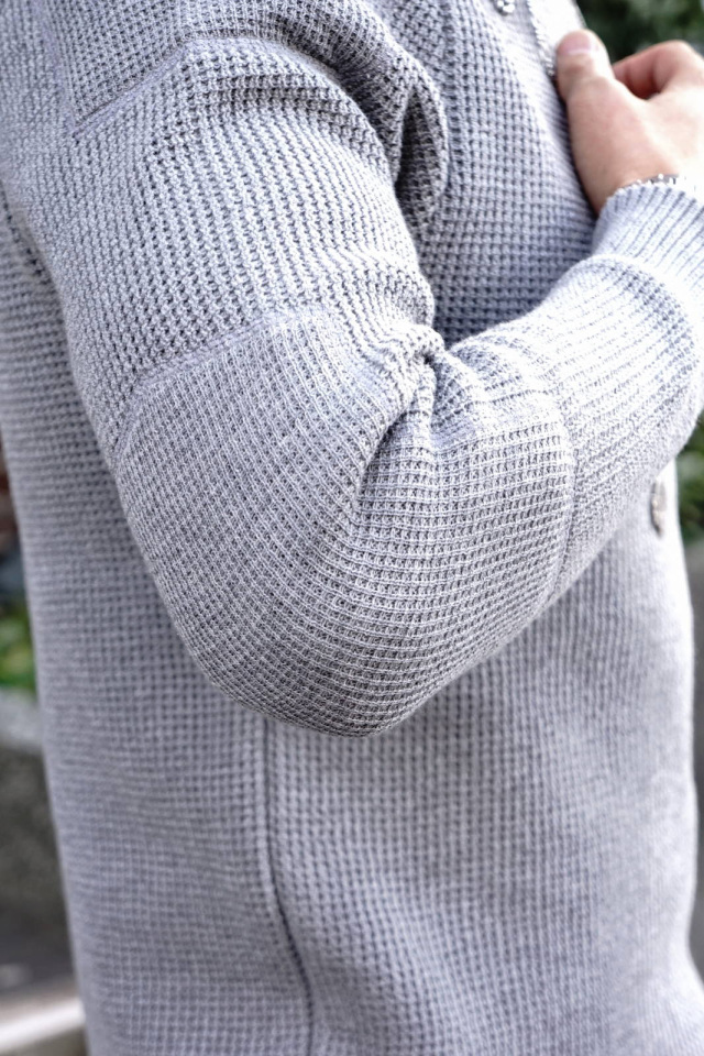 ADDICT CLOTHES JAPAN ACVM PADDED WAFFLE COTTON KNIT L.GREY B.S.W. 
