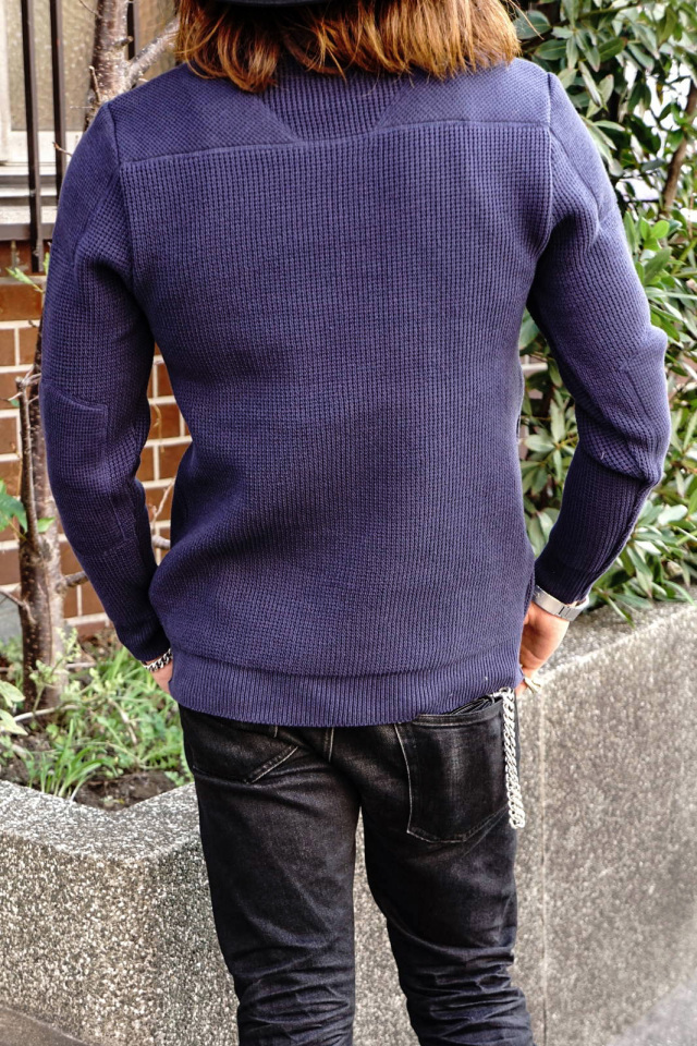 ADDICT CLOTHES JAPAN ACVM PADDED WAFFLE COTTON KNIT INK BLUE
