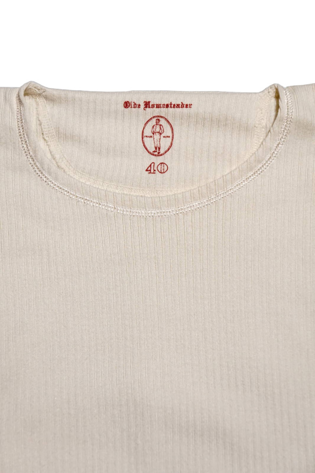 Olde Homesteader “Crew Neck Longsleeve” – Swedenish Army Rib – Ivory