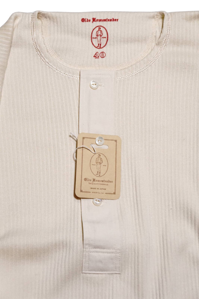 Olde Homesteader “Henley Neck Longsleeve” – Swedenish Army Rib – Ivory