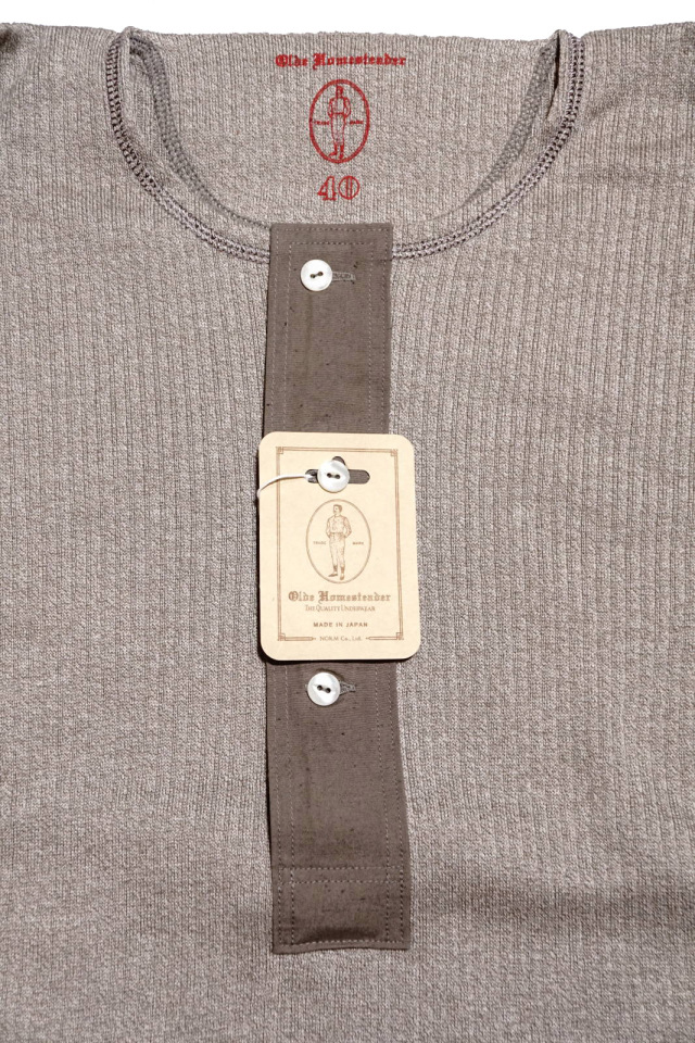 Olde Homesteader “Henley Neck Longsleeve” – Swedenish Army Rib – Mottled Grey