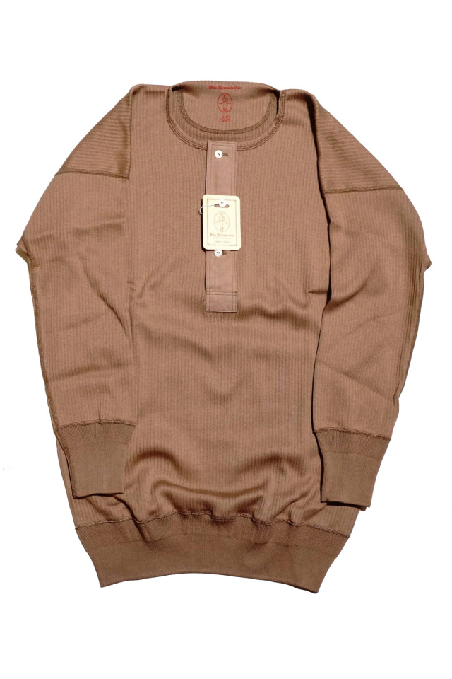 Olde Homesteader “Henley Neck Longsleeve” – Swedenish Army Rib – Rustic Brown
