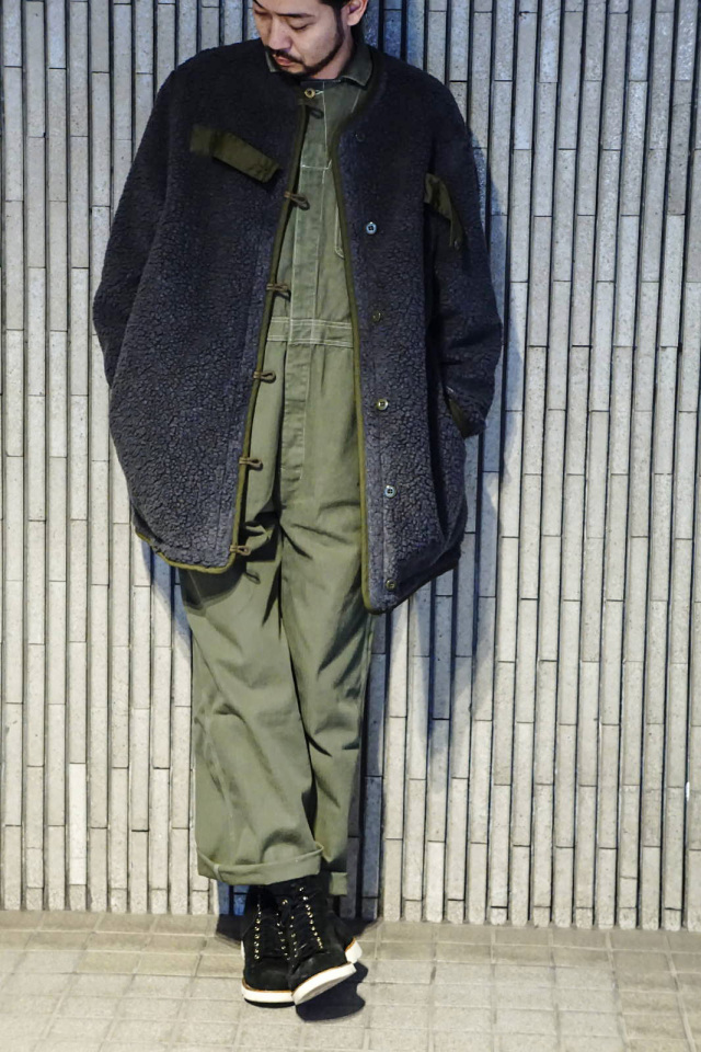 GANGSTERVILLE RISE ABOVE - PILE COAT KHAKI×GRAY