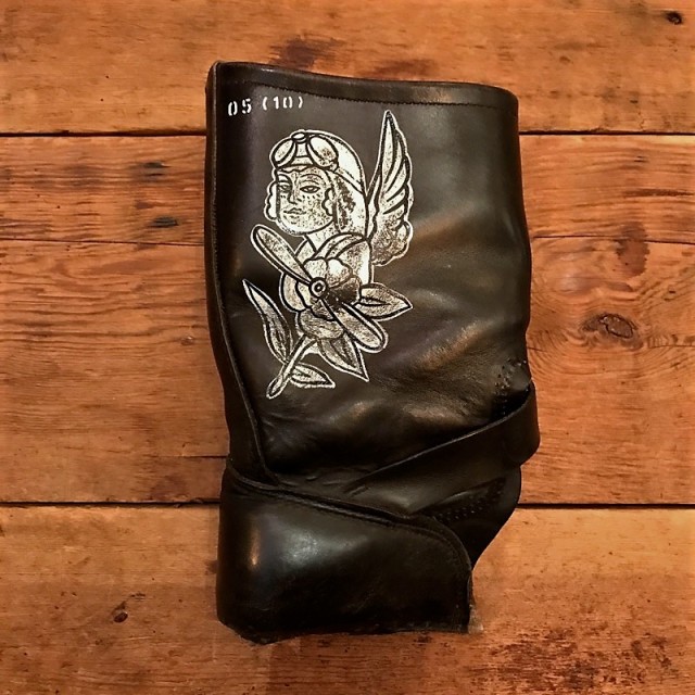 CLINCH BRASS Shoe Co. 10thAnniversary Re-build Engineer boots Hand paint by Nuts art works