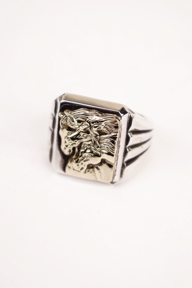 PEANUTS & Co. PHARAOHS HORSES RING square Silver×K10 Gold