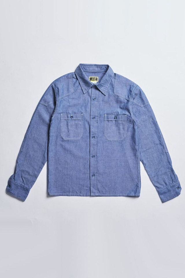 ADDICT CLOTHES JAPAN ACV-SH01-20S PADDED CHAMBRAY SHIRT BLUE