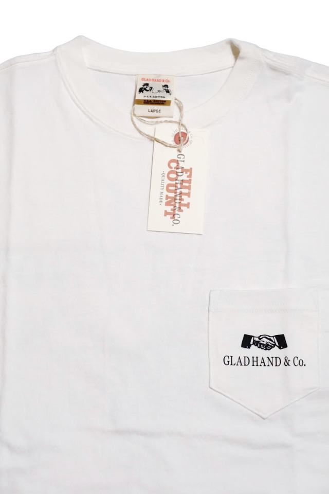 GLAD HAND × FULL COUNT  DRAGON - S/S T-SHIRTS WHITE