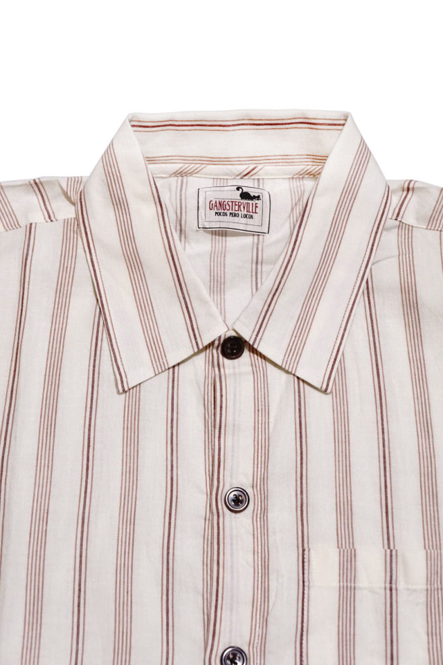 GANGSTERVILLE THUG STRIPE - S/S SHIRTS IVORY