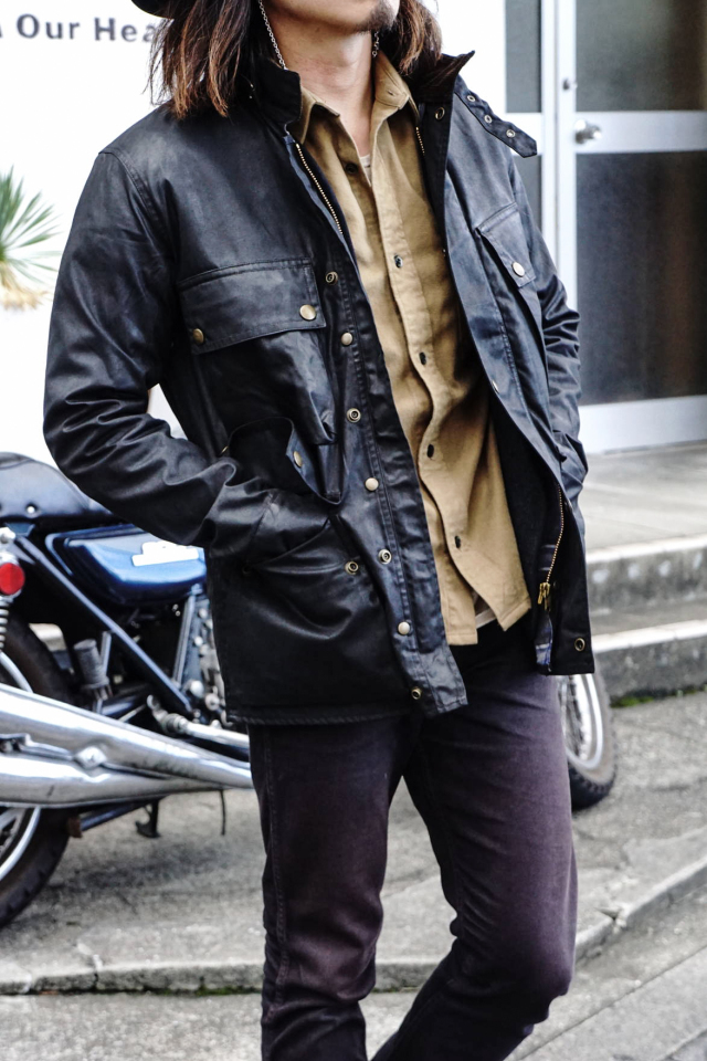 ADDICT CLOTHES JAPAN ACVM WAXED COTTON BMC JACKET BLACK B.S.W.
