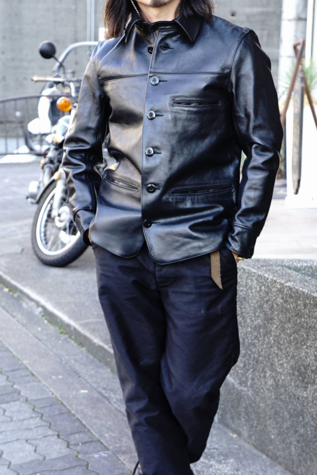 ADDICT CLOTHES JAPAN ACVM ACV-LJK02 HORSEHIDE CAR COAT BLACK