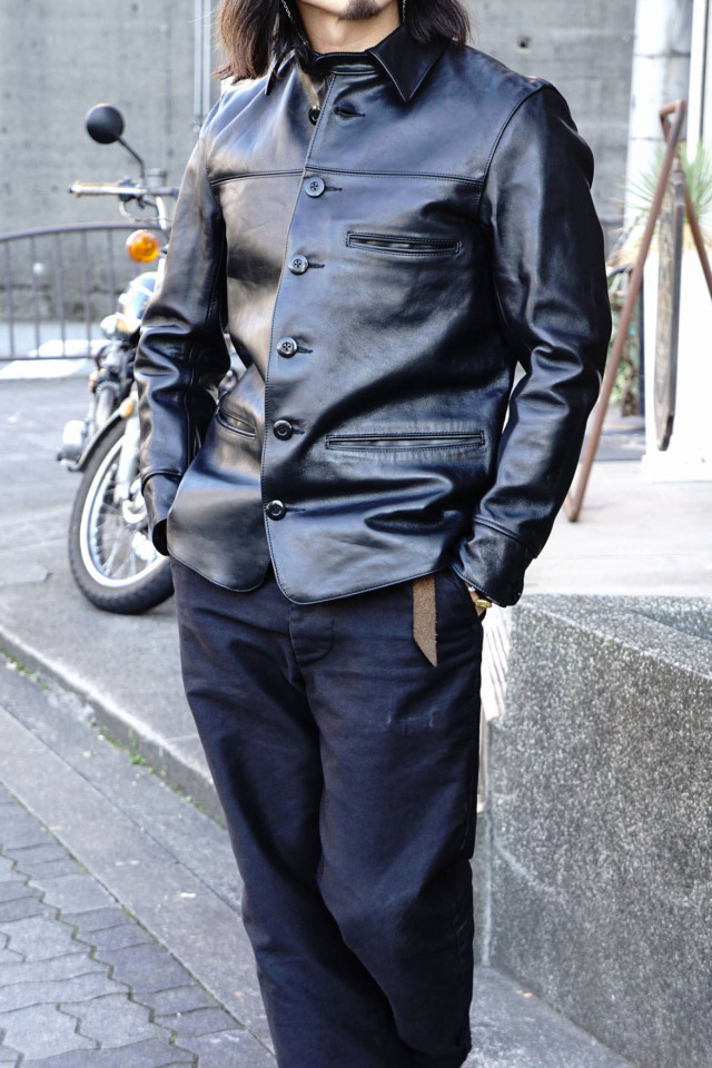 ADDICT CLOTHES JAPAN ACVM ACV-LJK02 HORSEHIDE CAR COAT BLACK