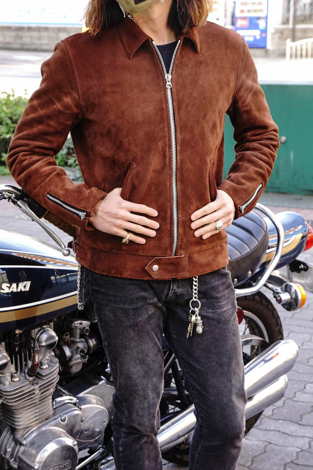 ADDICT CLOTHES JAPAN AD-01 CENTER-ZIP JACKET (DEER SUEDE) BROWN