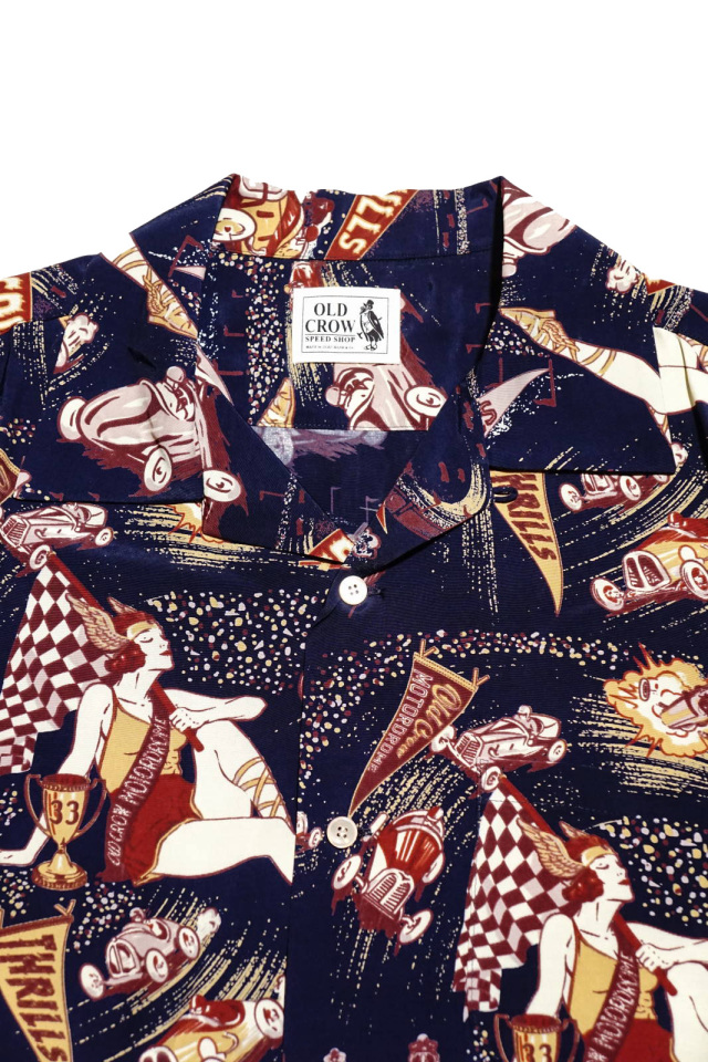 OLD CROW MOTORDROME - L/S SHIRTS NAVY