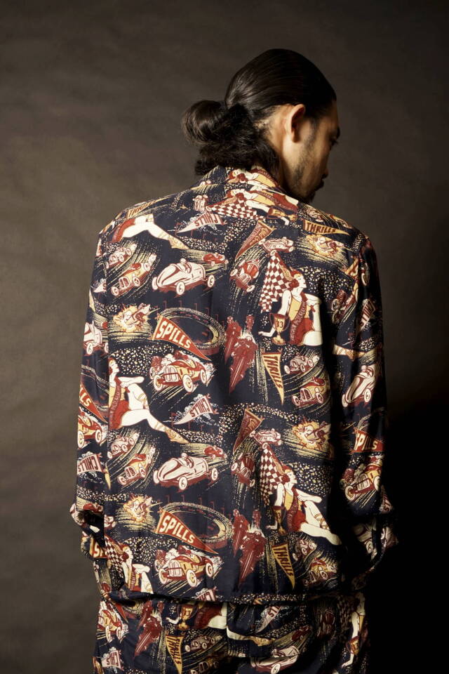 OLD CROW MOTORDROME - L/S SHIRTS NAVY