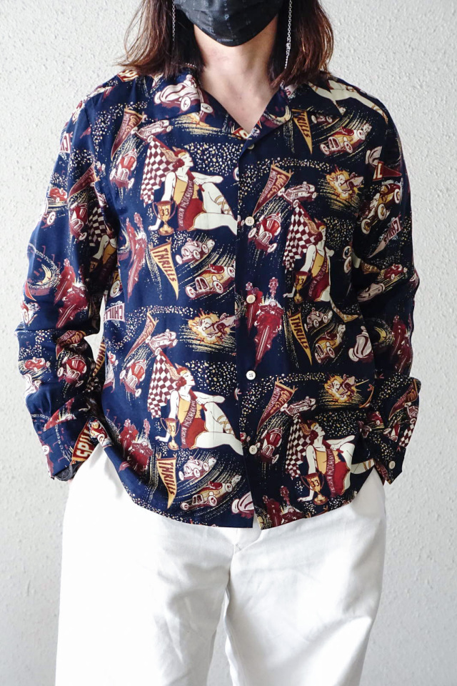 OLD CROW MOTORDROME - L/S SHIRTS NAVY