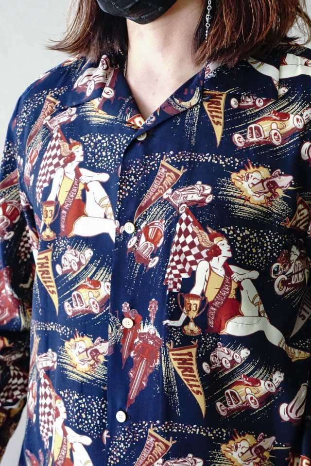 OLD CROW MOTORDROME - L/S SHIRTS NAVY