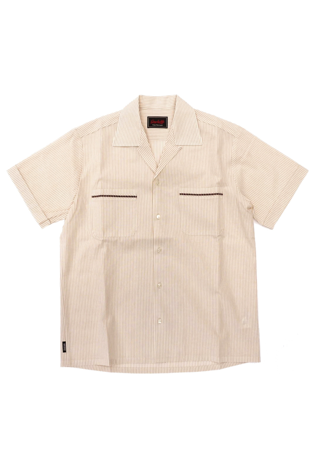 GANGSTERVILLE ROOSTER - S/S STRIPE SHIRTS BEIGE