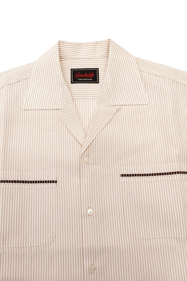 GANGSTERVILLE ROOSTER - S/S STRIPE SHIRTS BEIGE