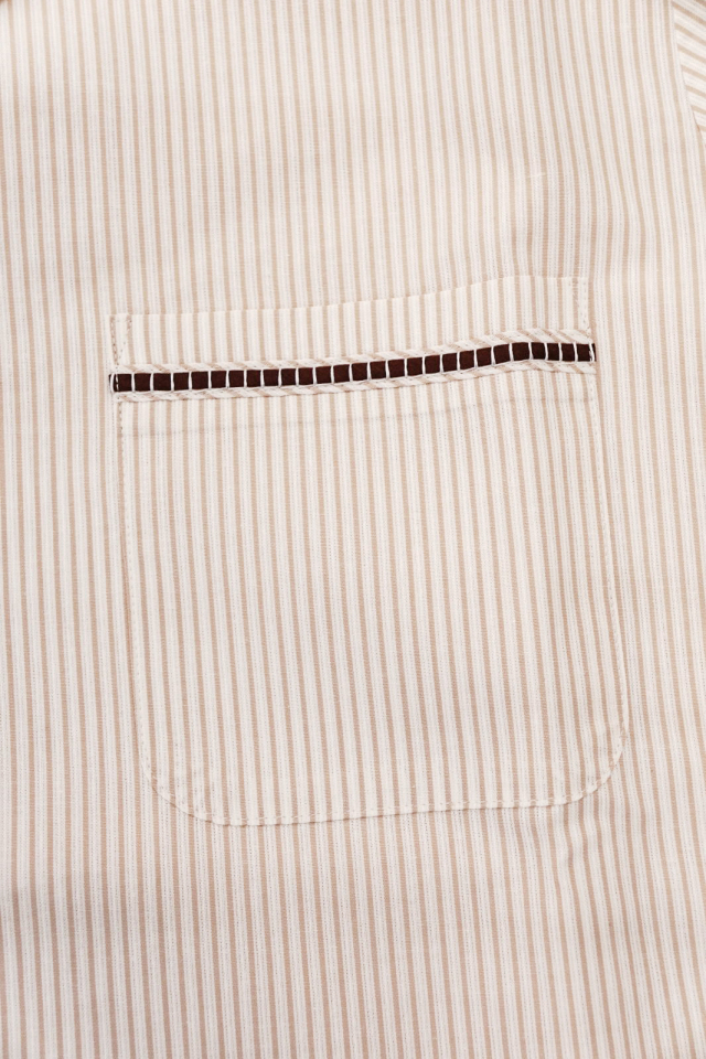 GANGSTERVILLE ROOSTER - S/S STRIPE SHIRTS BEIGE