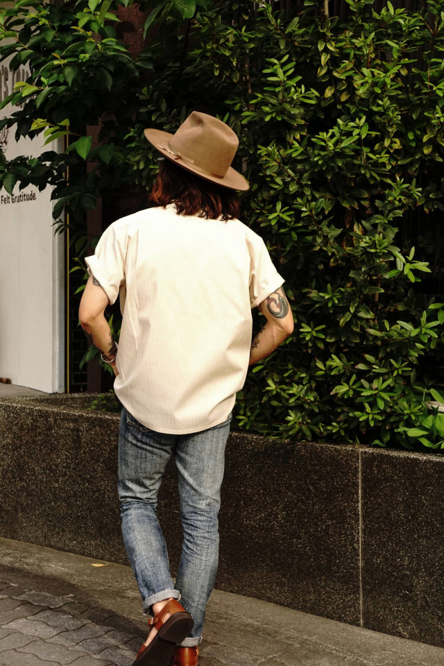 GANGSTERVILLE ROOSTER - S/S STRIPE SHIRTS BEIGE