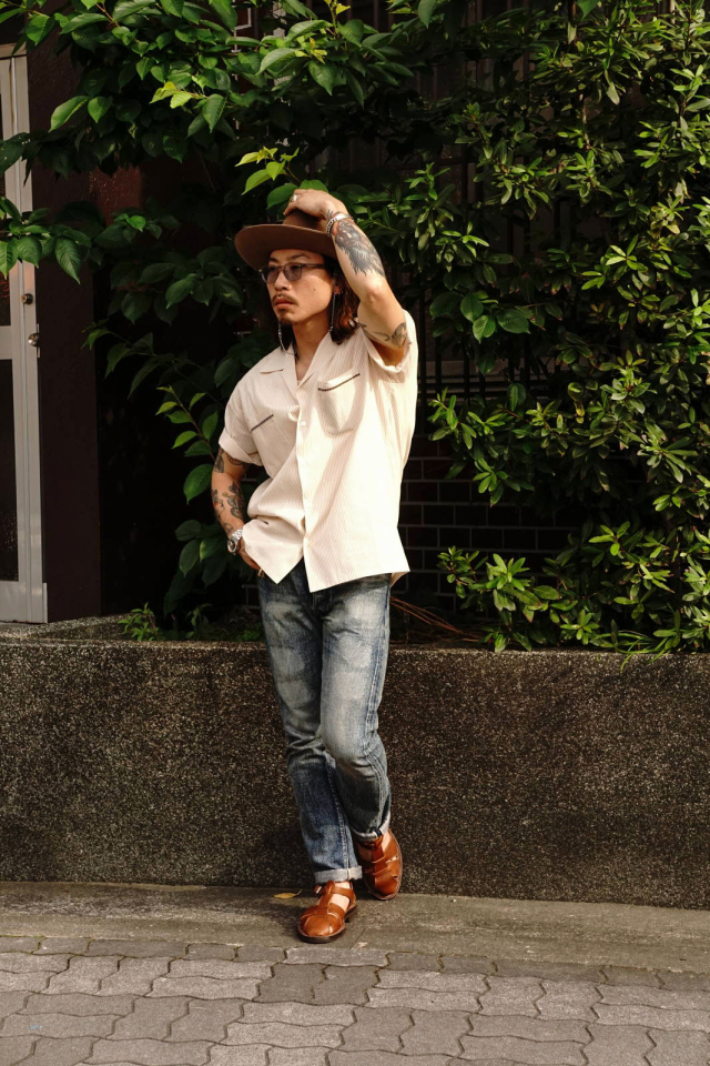 GANGSTERVILLE ROOSTER - S/S STRIPE SHIRTS BEIGE