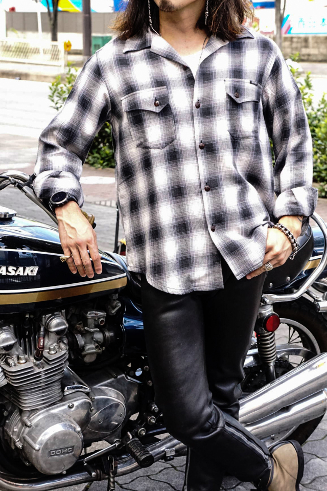 GANGSTERVILLE RIOT OF MIRTH - L/S CHECK SHIRTS BLACK