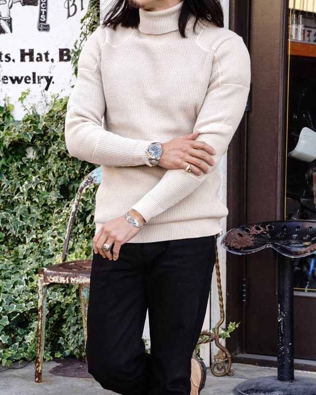 ADDICT CLOTHES JAPAN ACVM PADDED WAFFLE COTTON TURTLE KNIT SMOKE_BEIGE