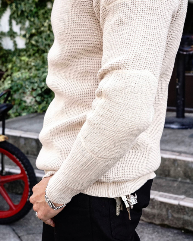 ADDICT CLOTHES JAPAN ACVM PADDED WAFFLE COTTON TURTLE KNIT SMOKE_BEIGE