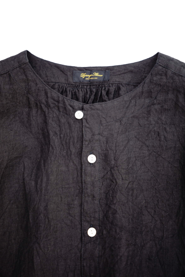 Django Atour classic german cuffless shirt feat. Suga Dairo / black（水）