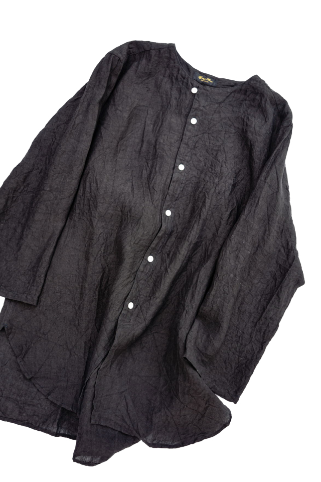 Django Atour classic german cuffless shirt feat. Suga Dairo / black（水）