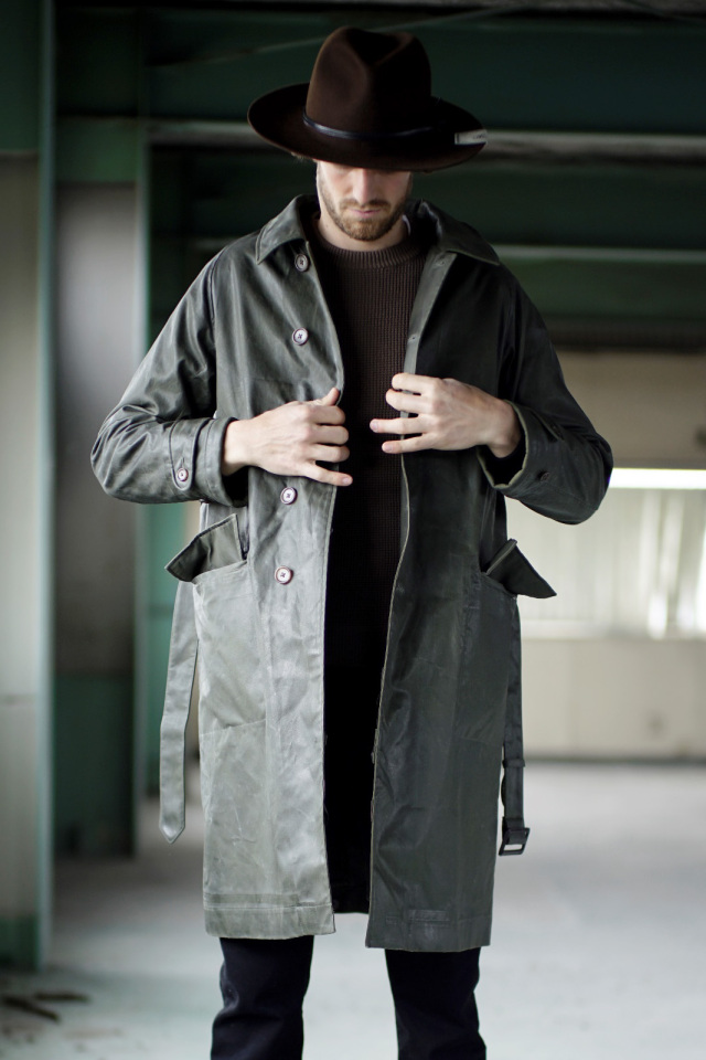 ADDICT CLOTHES JAPAN ACVM WAXED COTTON SINGLE DISPATCH COAT K.GREEN