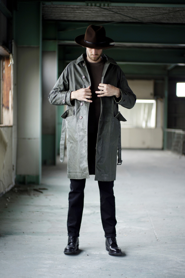 ADDICT CLOTHES JAPAN ACVM WAXED COTTON SINGLE DISPATCH COAT K.GREEN