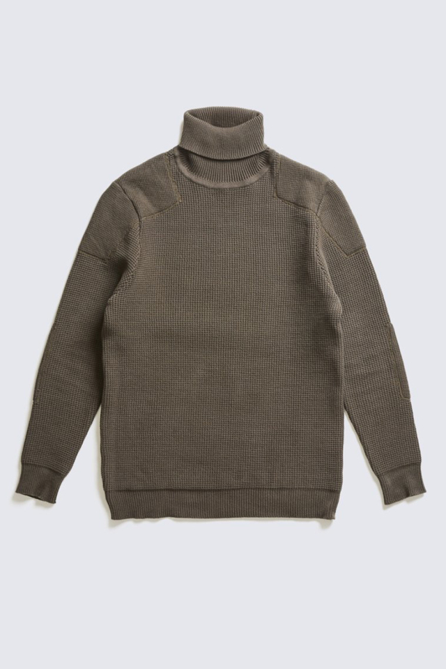 ADDICT CLOTHES JAPAN ACVM PADDED WAFFLE COTTON TURTLE KNIT ARMY GREEN
