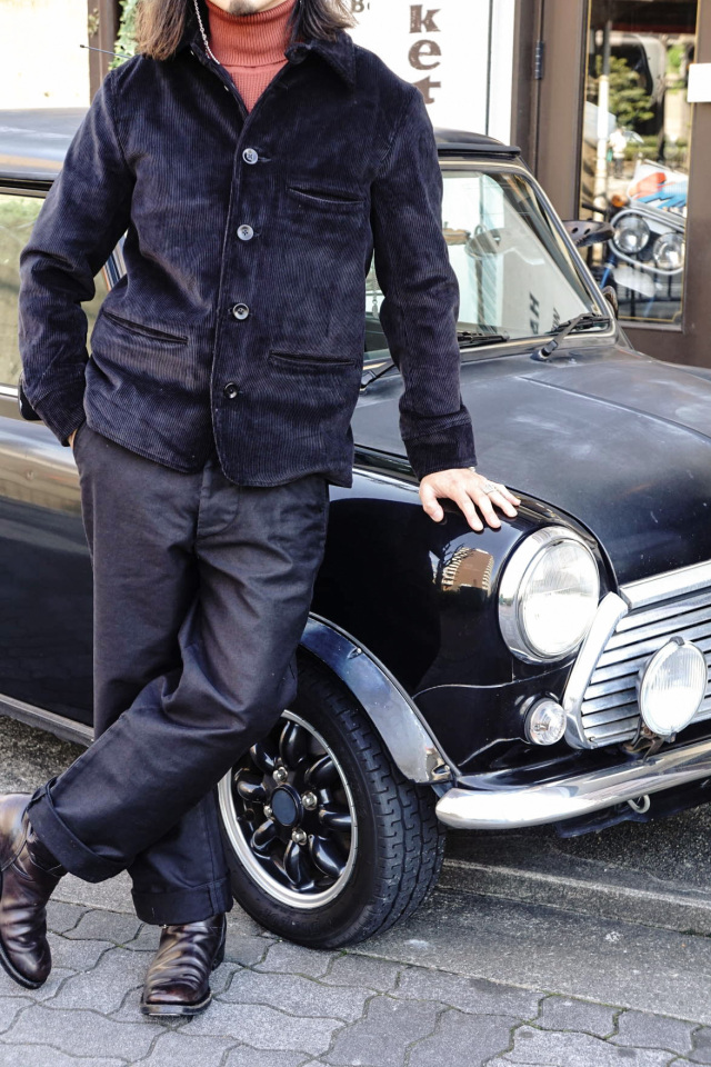 ADDICT CLOTHES JAPAN ACVM HEAVY CORDUROY CAR COAT BLACK