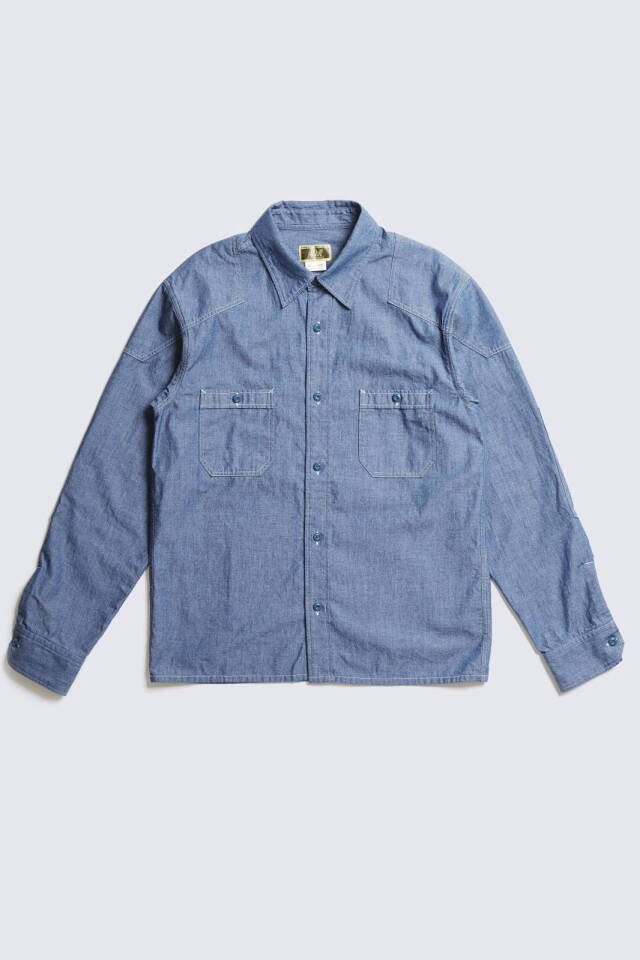 ADDICT CLOTHES JAPAN ACV-SH01 PADDED CHAMBRAY SHIRT BLUE