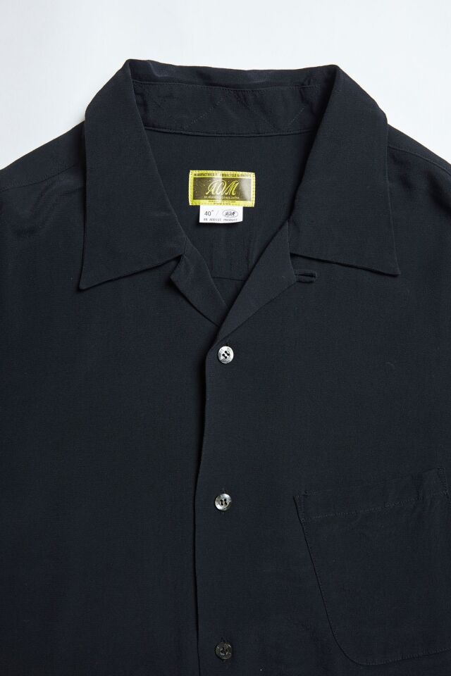 ADDICT CLOTHES JAPAN ACVM ACV-SH02RY RAYON SLANT POCKET OPEN COLLAR SHIRT BLACK