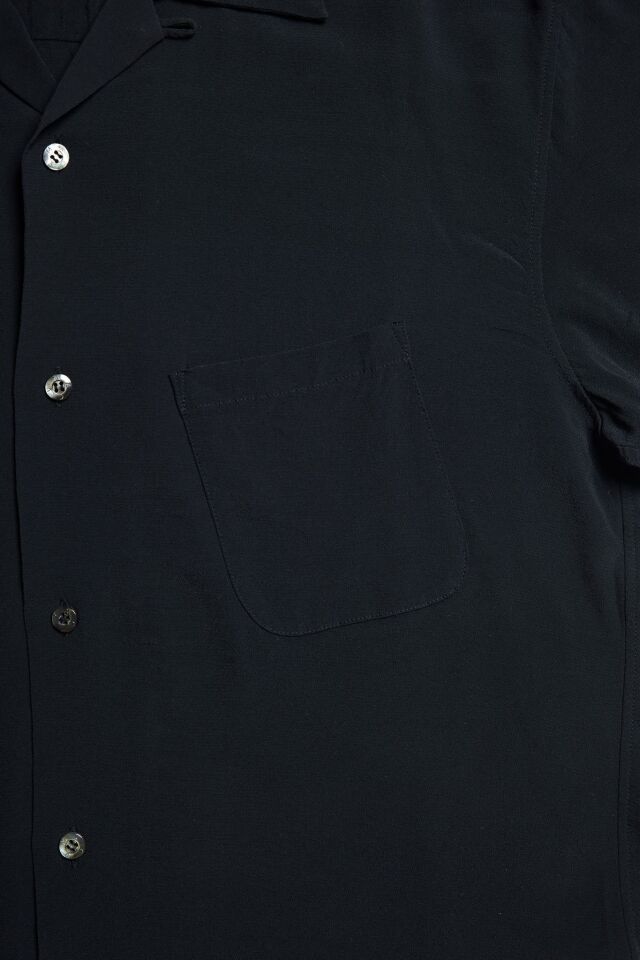 ADDICT CLOTHES JAPAN ACVM ACV-SH02RY RAYON SLANT POCKET OPEN COLLAR SHIRT BLACK