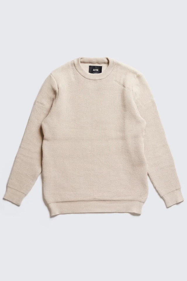 ADDICT CLOTHES JAPAN ACVM PADDED WAFFLE COTTON KNIT SMOKE_BEIGE