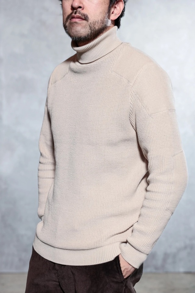 ADDICT CLOTHES JAPAN ACVM PADDED WAFFLE COTTON TURTLE KNIT SMOKE_BEIGE