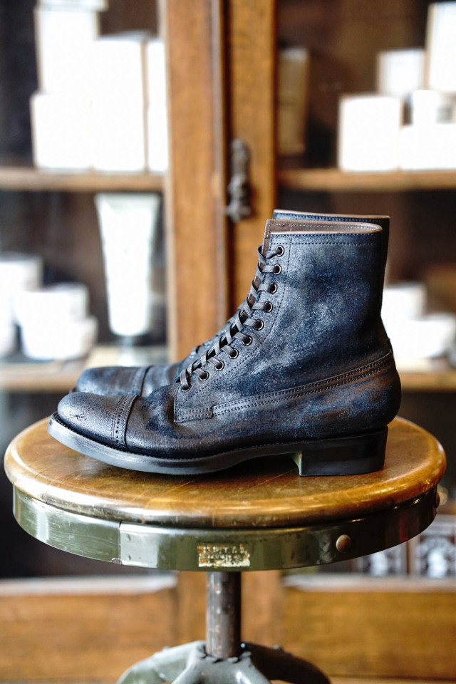 CLINCH Conrad Boots - Waxed Uneven Horse Suede - Navy