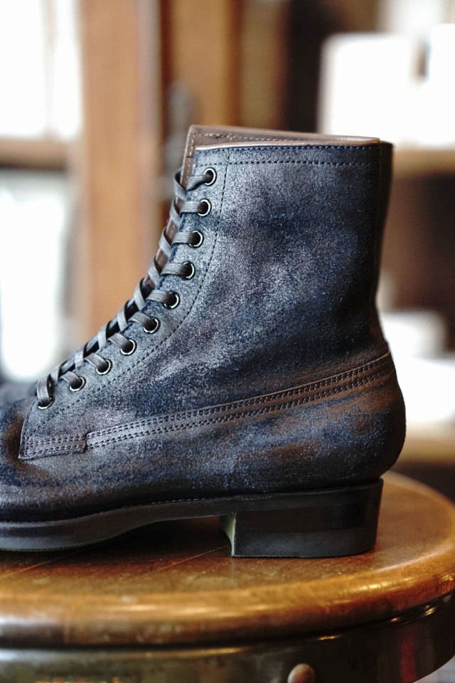 CLINCH Conrad Boots - Waxed Uneven Horse Suede - Navy