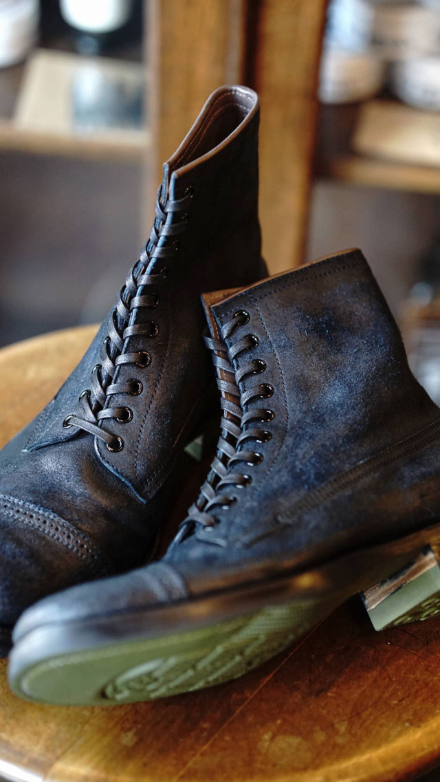 CLINCH Conrad Boots - Waxed Uneven Horse Suede - Navy