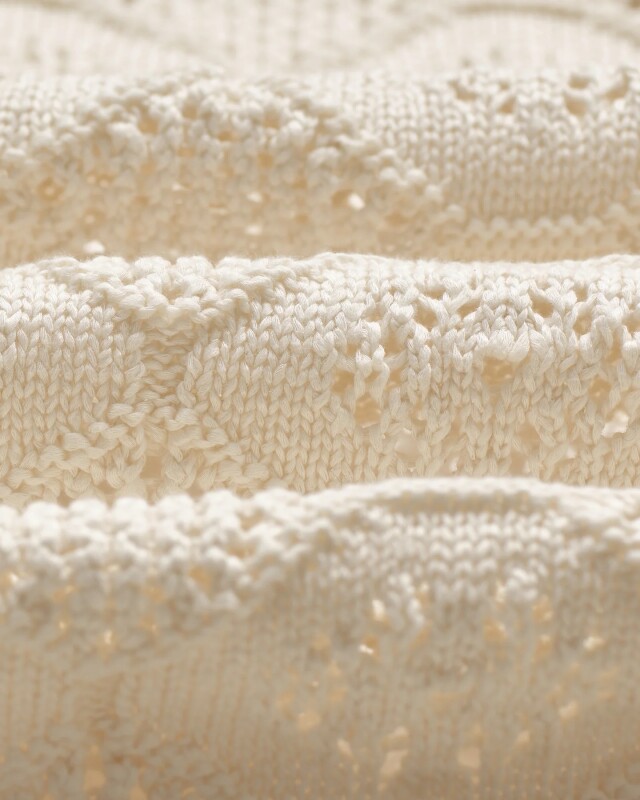 wax london Crosby - Ecru Pointelle Cotton Cardigan