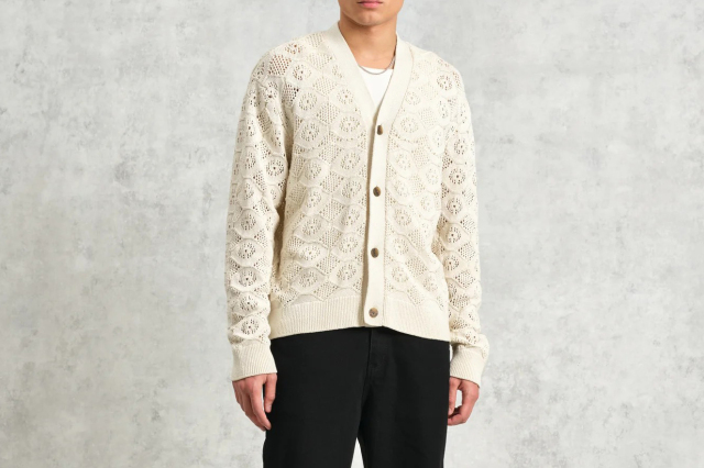 wax london Crosby - Ecru Pointelle Cotton Cardigan